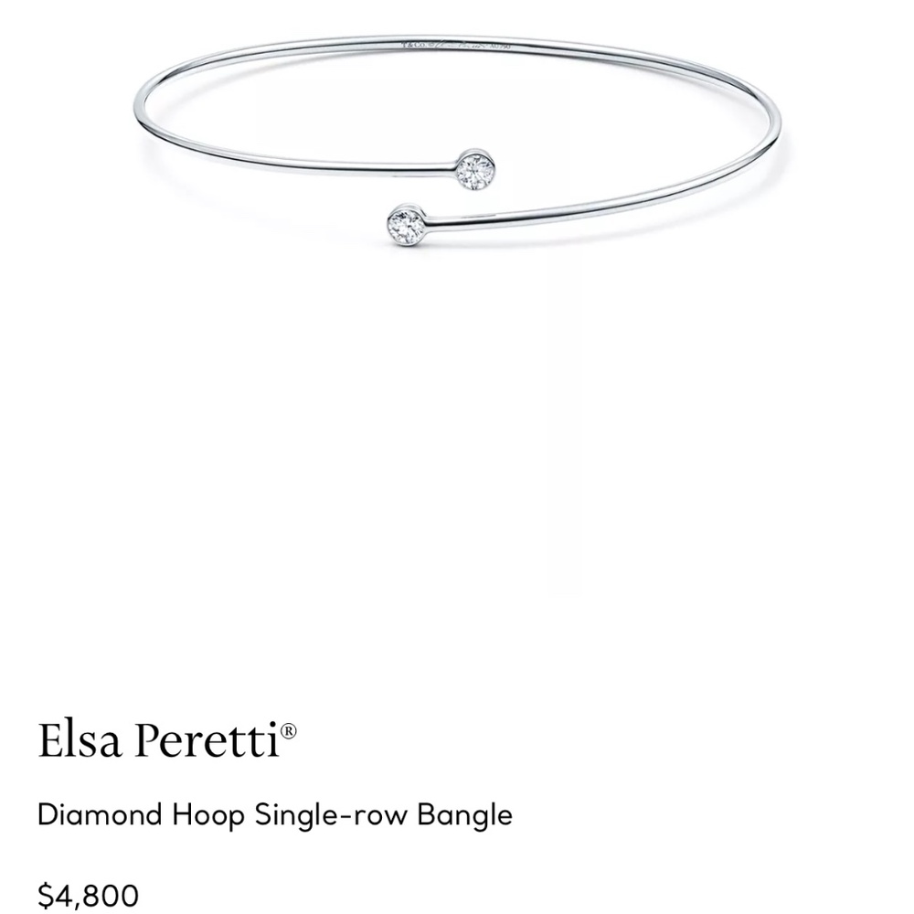 Worn once Tiffany & Co. Platinum “Elsa Peretti” Diamond Hoop Single raw bangle.